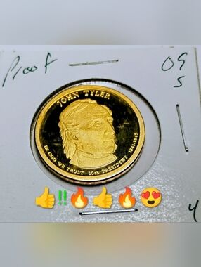 John Tyler Presidential Dollar Coin Proof - Gold Tone